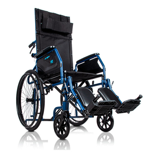 Silla de ruedas manual no autopropulsable plegable con respaldo reclinable
